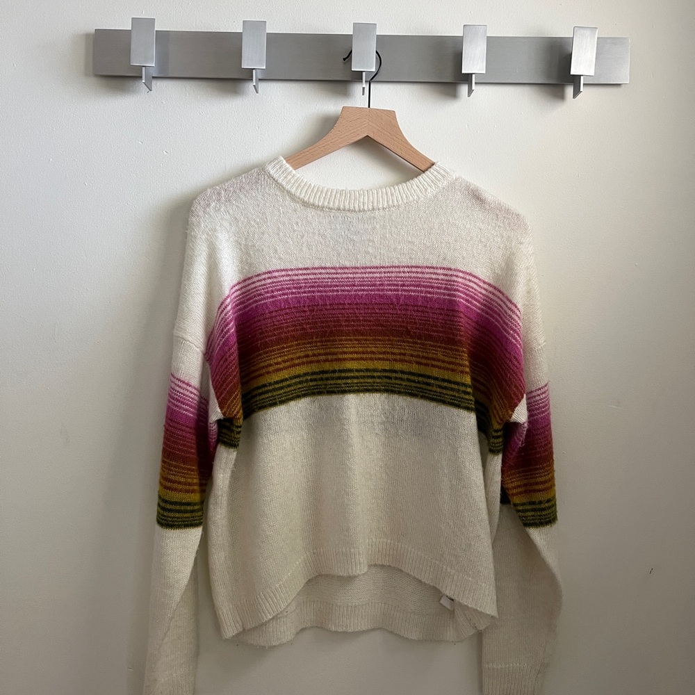 Urban Outfitters Cream Sweater with Pink and Green Stripes